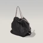 Stella McCartney Falabella 3 Chain Tote Bag Nera in Shaggy Deer Vegan Leather