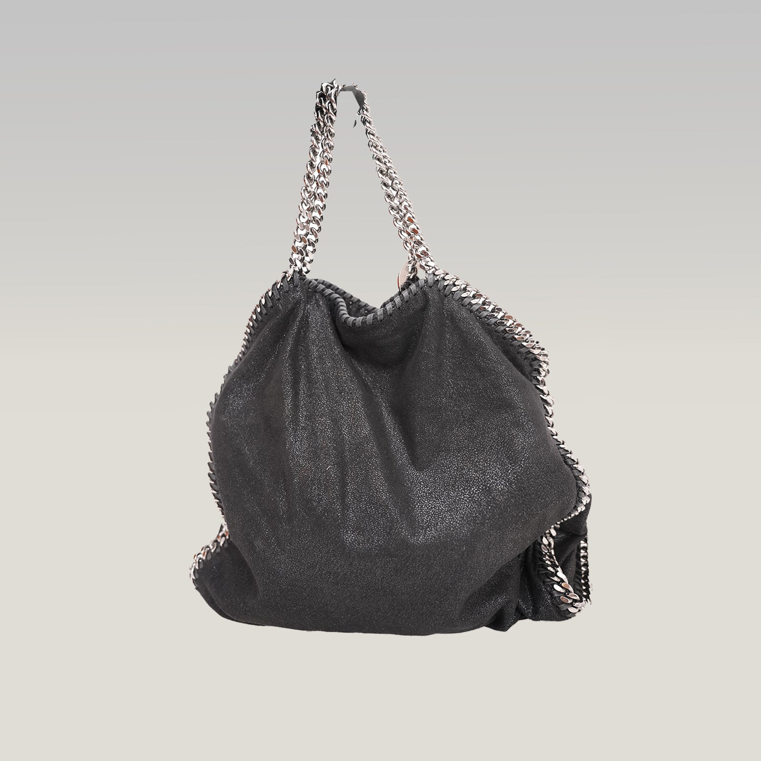 Stella McCartney Falabella 3 Chain Tote Bag Nera in Shaggy Deer Vegan Leather