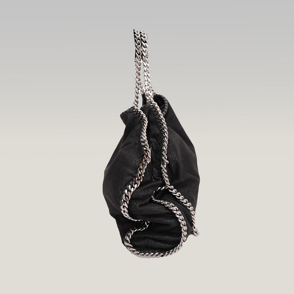 Stella McCartney Falabella 3 Chain Tote Bag Nera in Shaggy Deer Vegan Leather