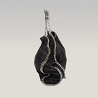 Stella McCartney Falabella 3 Chain Tote Bag Nera in Shaggy Deer Vegan Leather