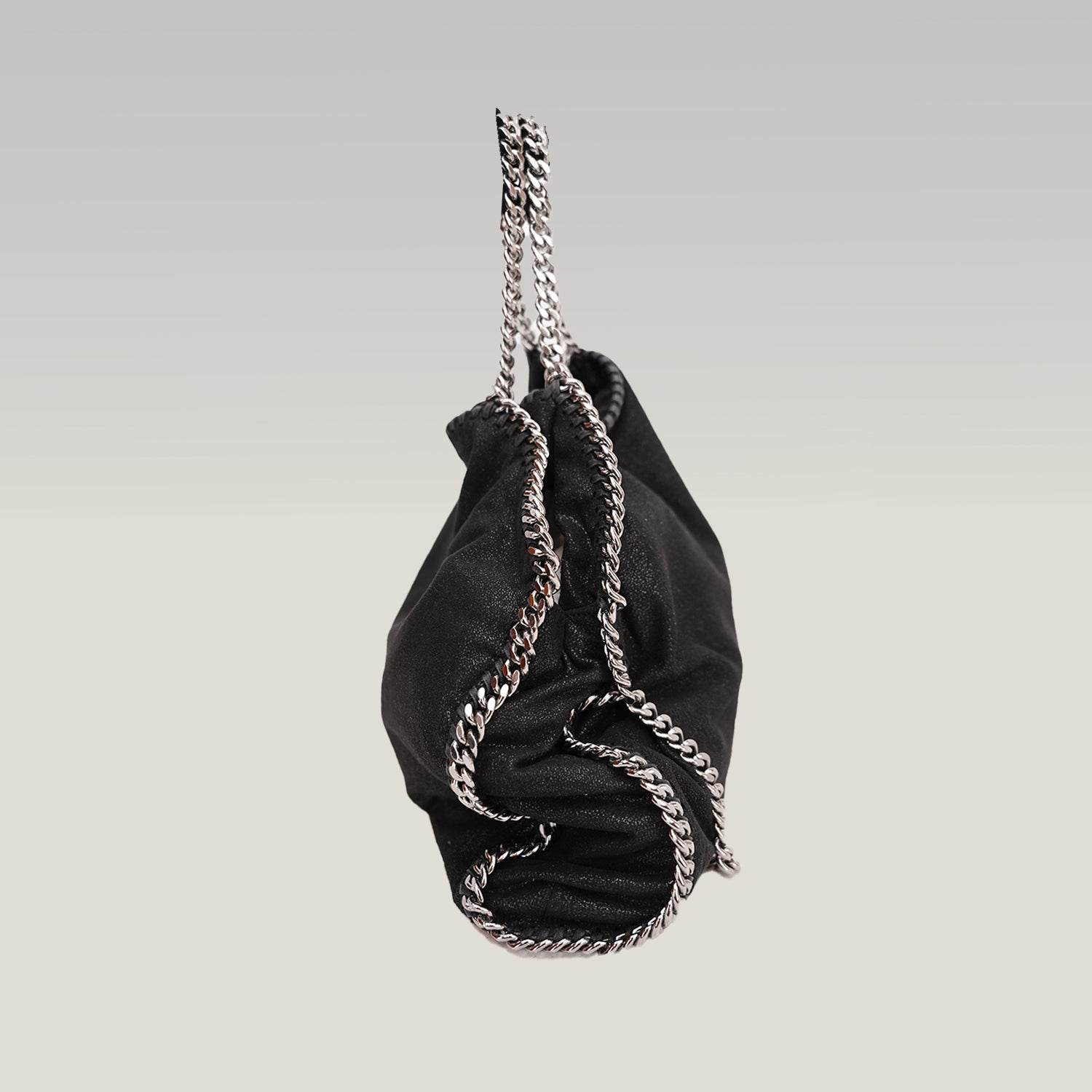 Stella McCartney Falabella 3 Chain Tote Bag Nera in Shaggy Deer Vegan Leather