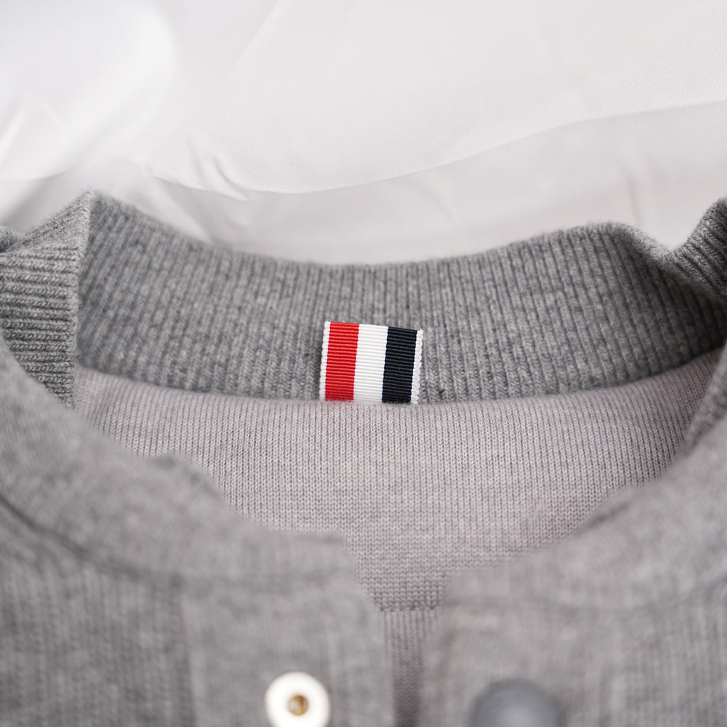 Thom Browne Gilet Uomo Imbottito Grigio in Lana Vergine Piumino Smanicato Button Down