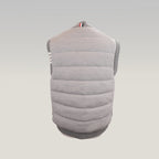 Thom Browne Gilet Uomo Imbottito Grigio in Lana Vergine Piumino Smanicato Button Down