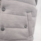 Thom Browne Gilet Uomo Imbottito Grigio in Lana Vergine Piumino Smanicato Button Down