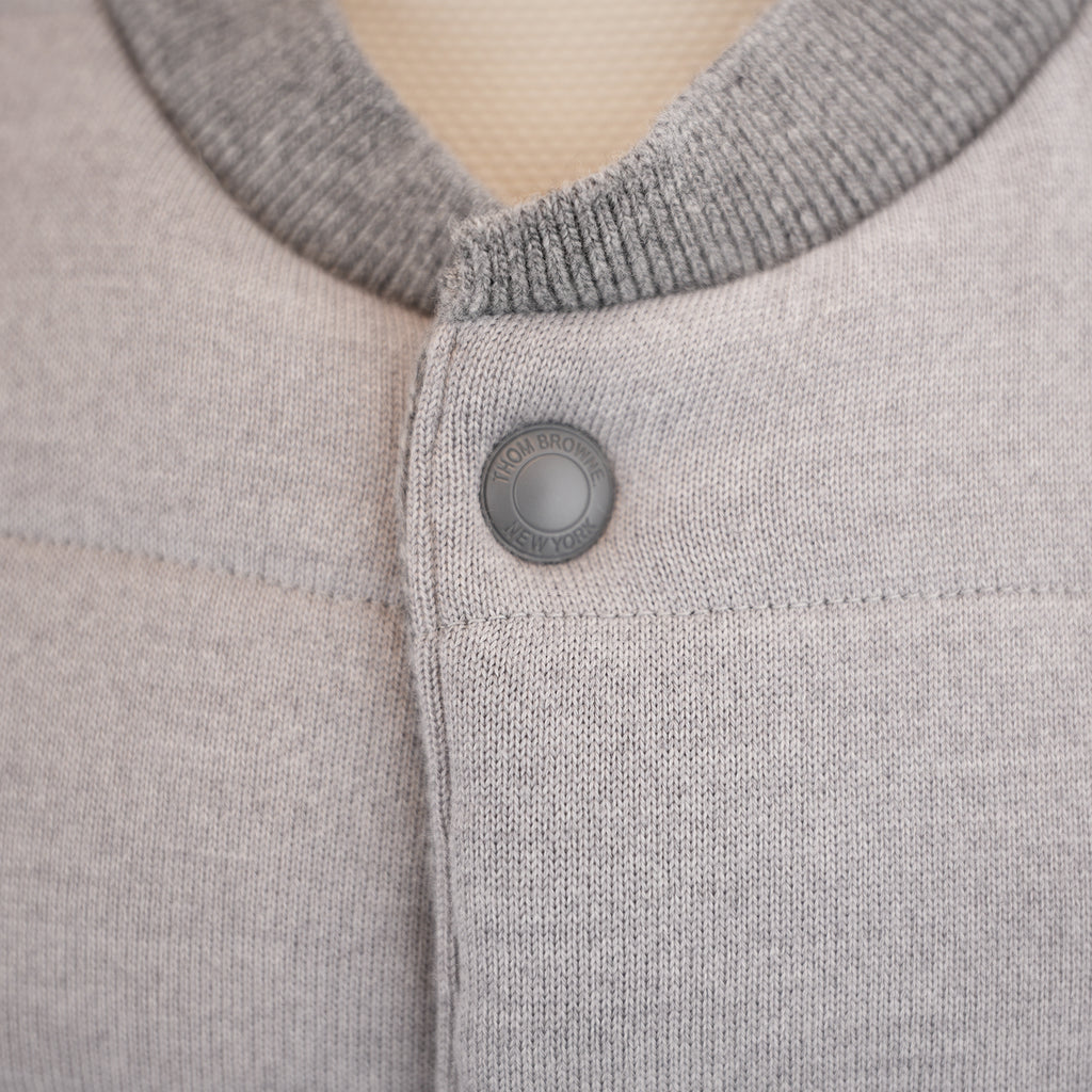 Thom Browne Gilet Uomo Imbottito Grigio in Lana Vergine Piumino Smanicato Button Down