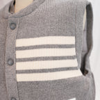 Thom Browne Gilet Uomo Imbottito Grigio in Lana Vergine Piumino Smanicato Button Down