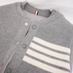 Thom Browne Gilet Uomo Imbottito Grigio in Lana Vergine Piumino Smanicato Button Down