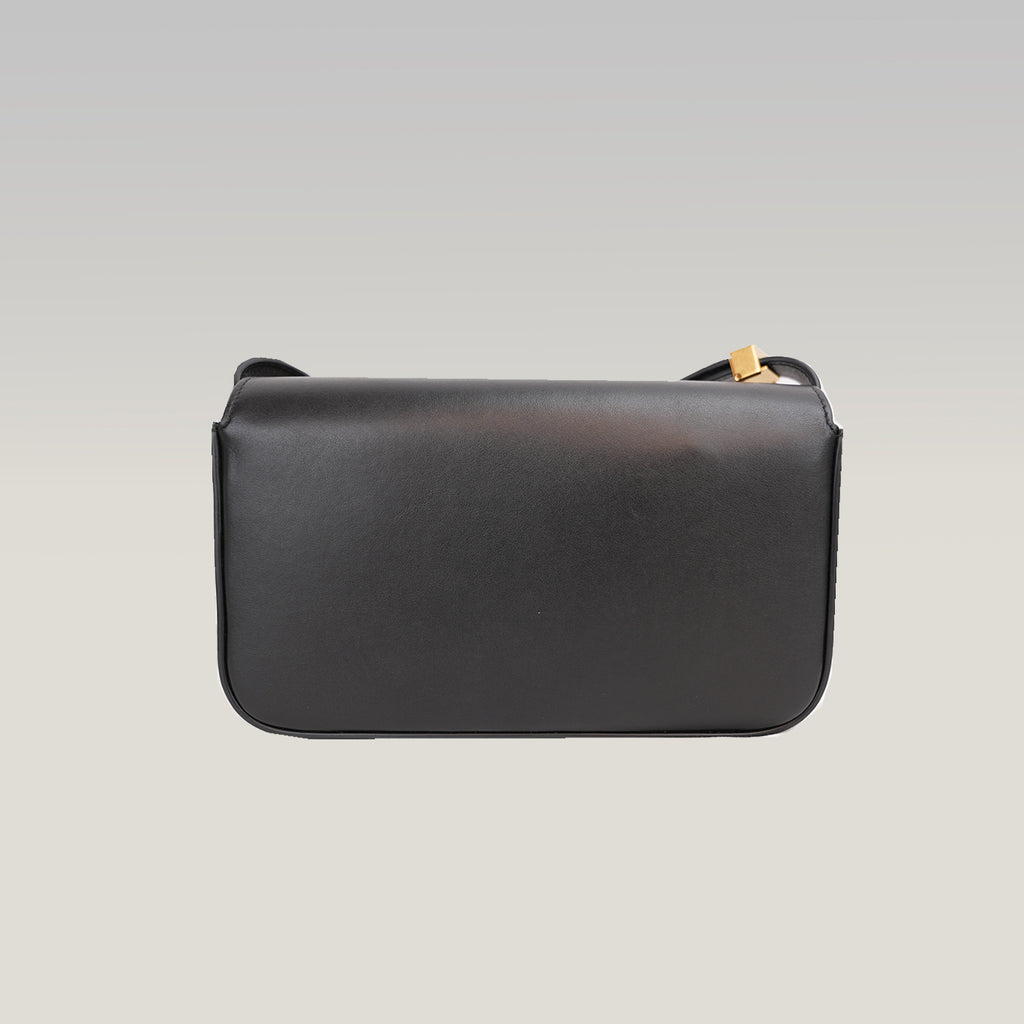Tod’s Timeless Black Leather Micro Flap Bag con T Logo Oro