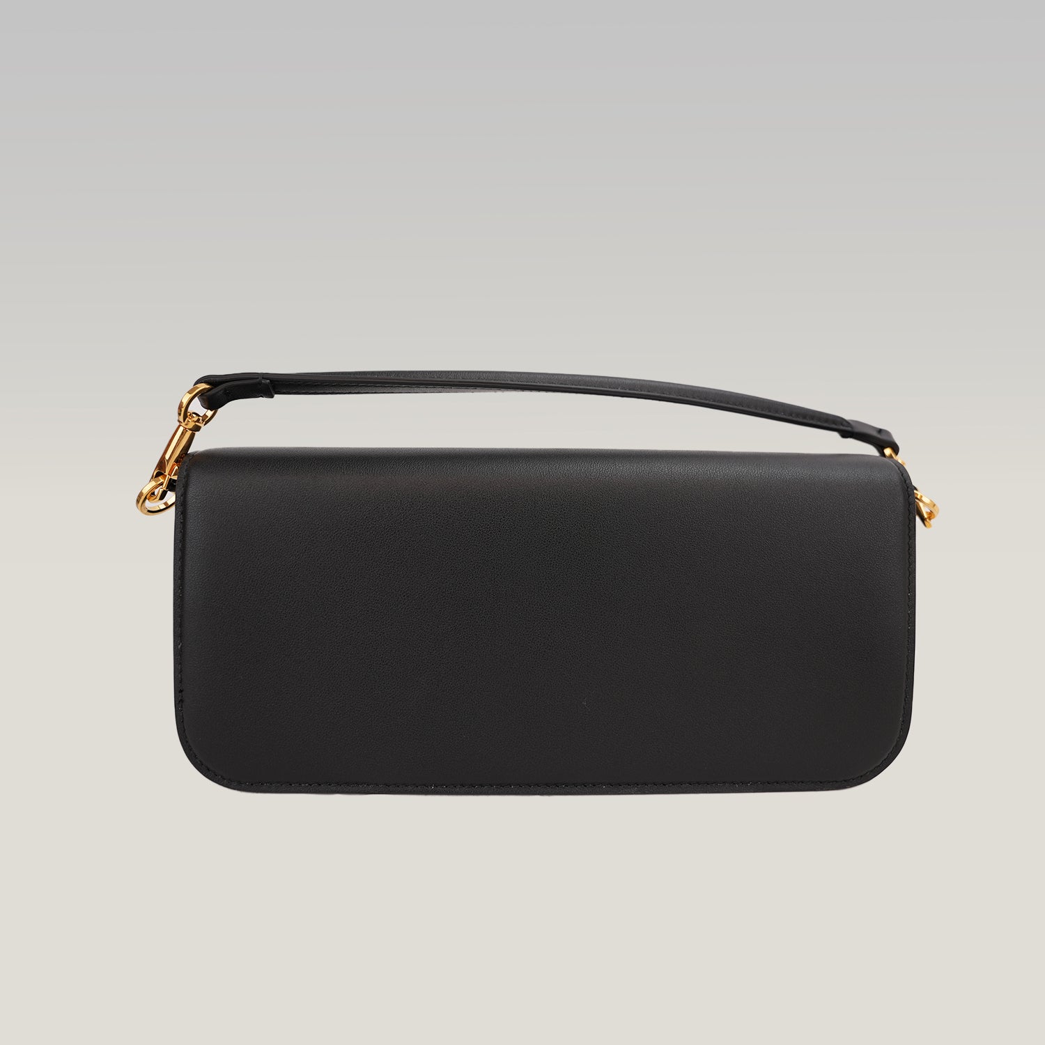Valentino Garavani VLogo Loco East West Bag in Pelle Nera con Maxi Logo Oro