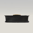 Valentino Garavani VLogo Loco East West Bag in Pelle Nera con Maxi Logo Oro