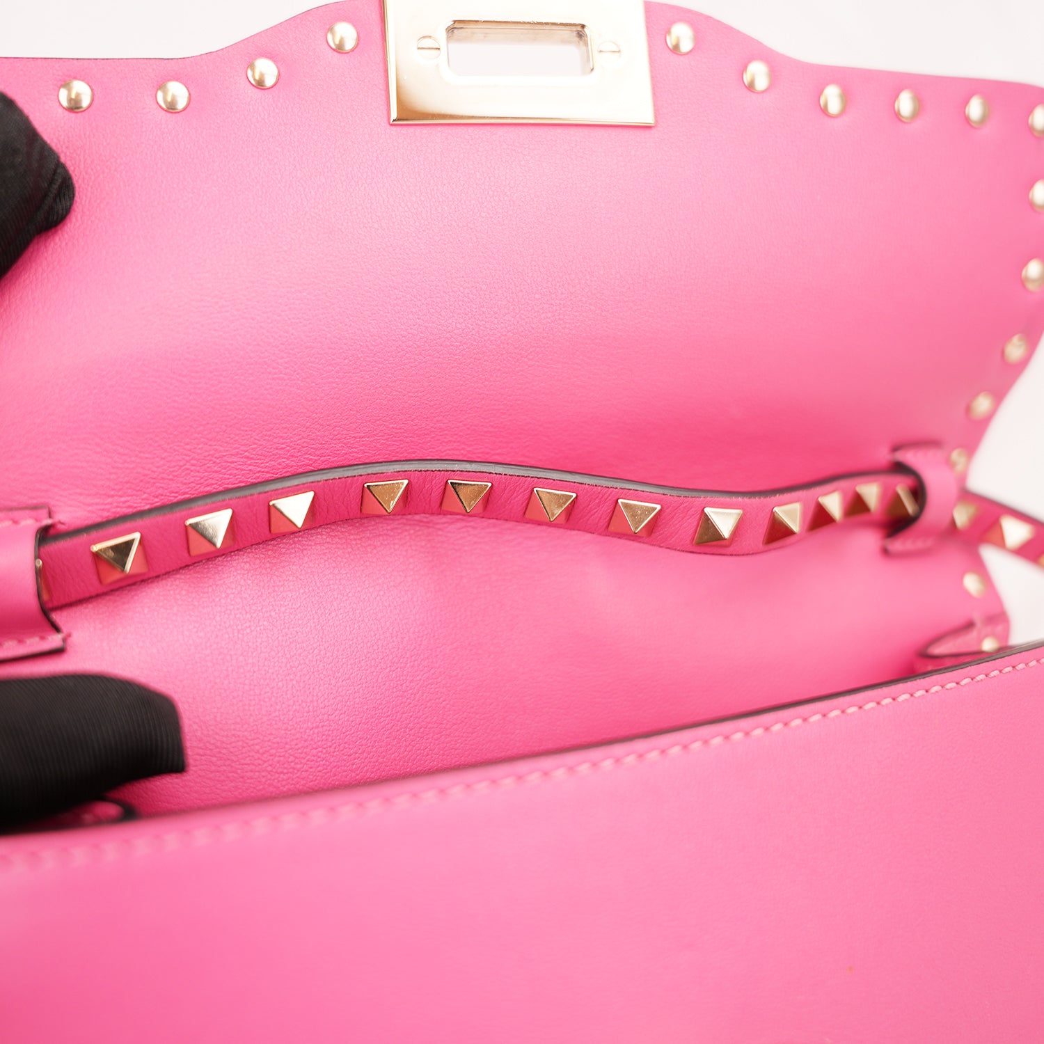 Valentino Garavani Rockstud Borsa a Tracolla Rosa in Pelle con Borchie Oro