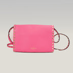 Valentino Garavani Rockstud Borsa a Tracolla Rosa in Pelle con Borchie Oro