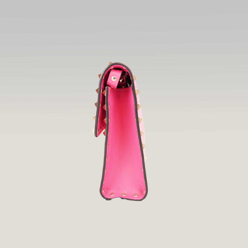 Valentino Garavani Rockstud Borsa a Tracolla Rosa in Pelle con Borchie Oro