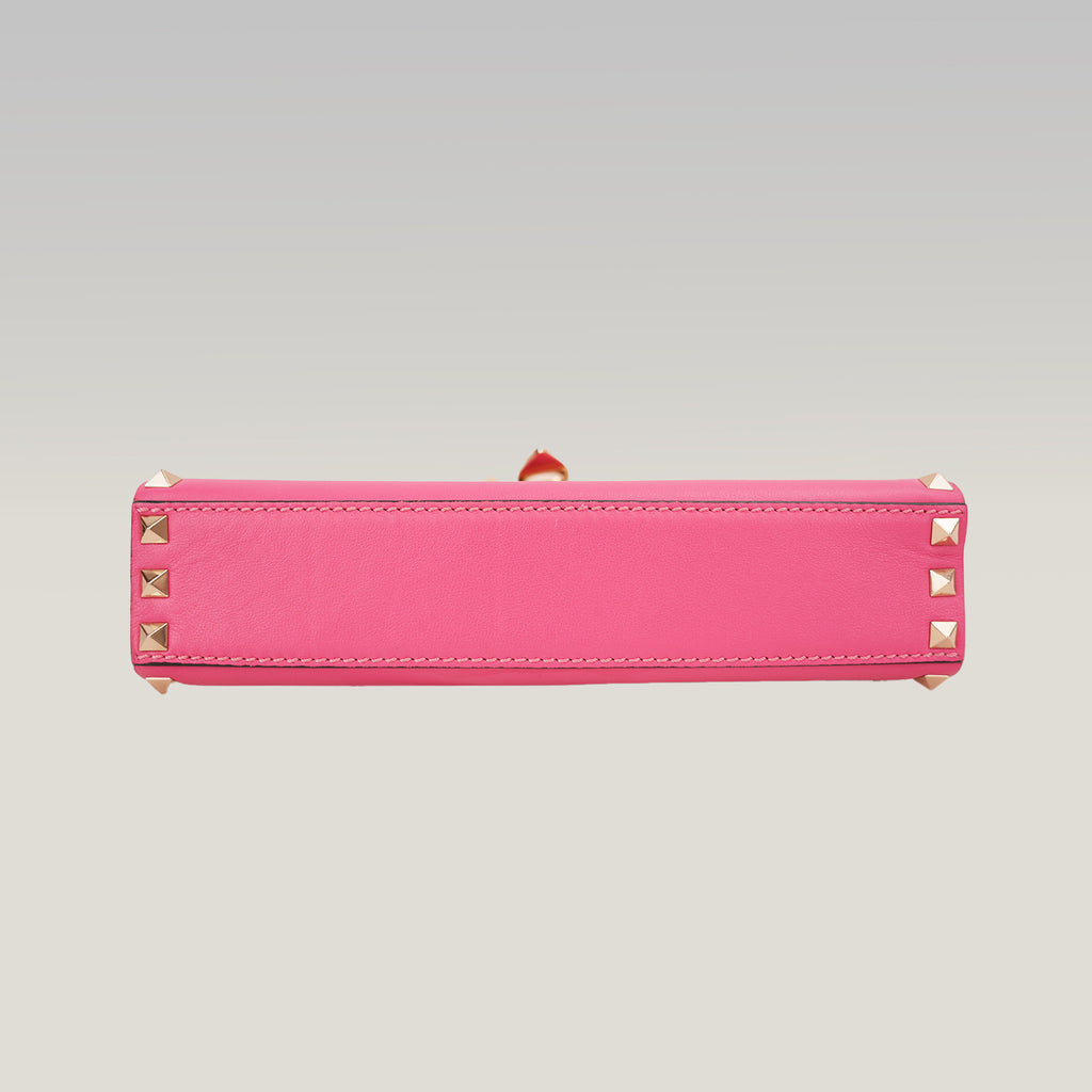 Valentino Garavani Rockstud Borsa a Tracolla Rosa in Pelle con Borchie Oro