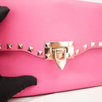 Valentino Garavani Rockstud Borsa a Tracolla Rosa in Pelle con Borchie Oro