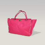 Valentino Garavani Rockstud Tote Bag Rosa in Pelle con Borchie Dorate