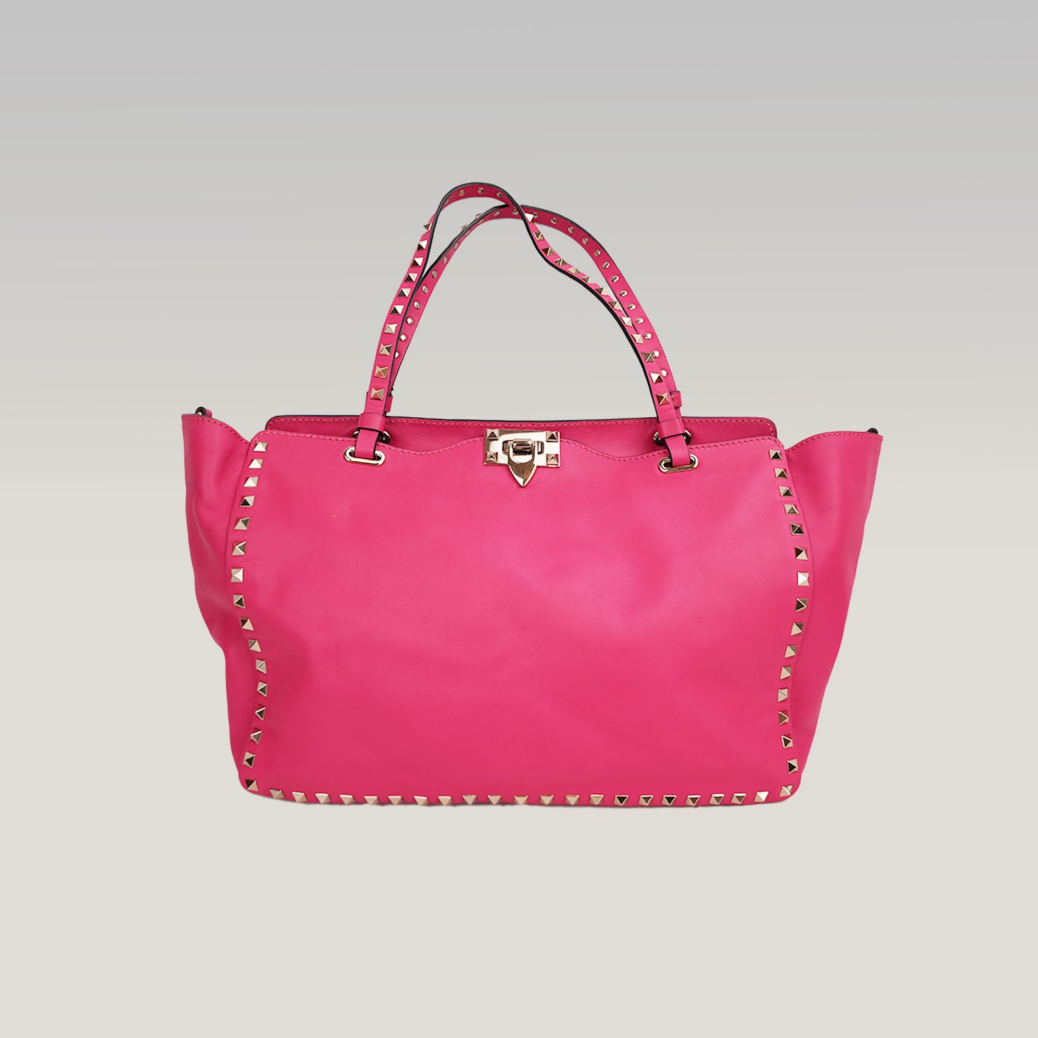 Valentino Garavani Rockstud Tote Bag Rosa in Pelle con Borchie Dorate