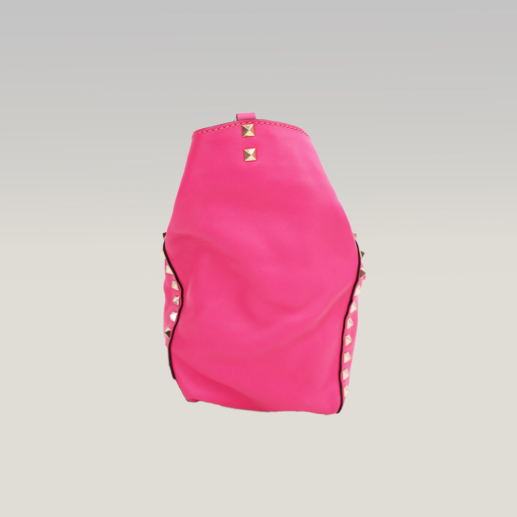 Valentino Garavani Rockstud Tote Bag Rosa in Pelle con Borchie Dorate