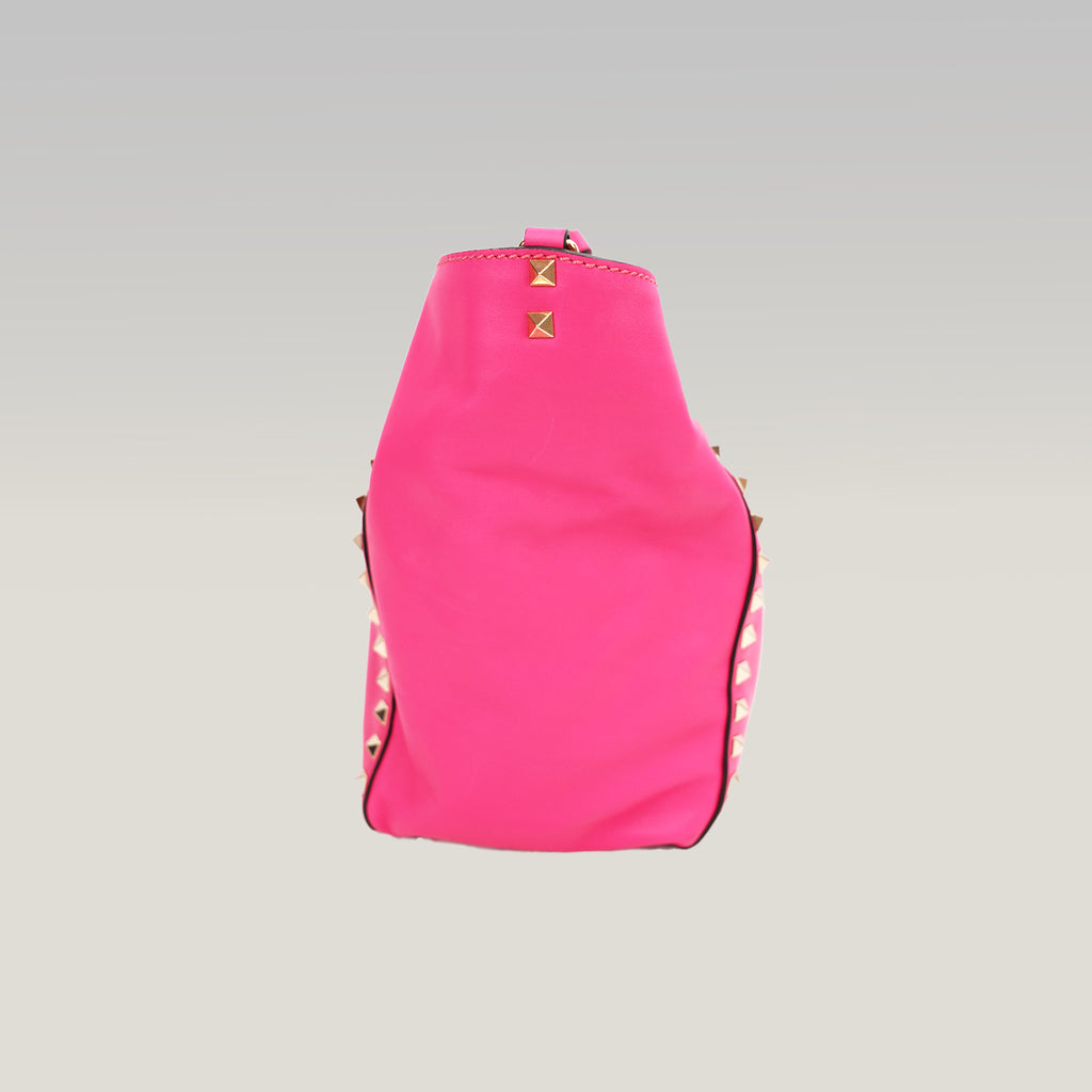 Valentino Garavani Rockstud Tote Bag Rosa in Pelle con Borchie Dorate