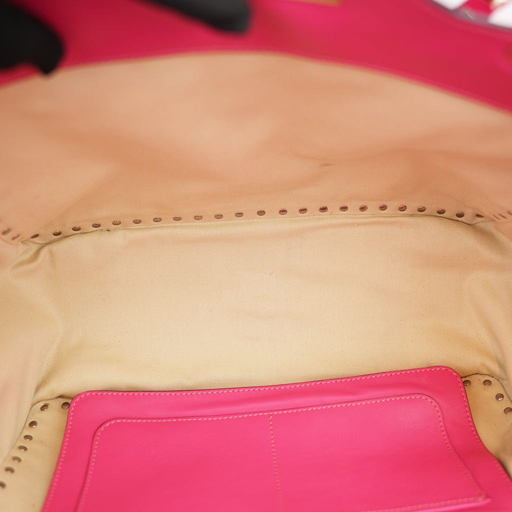 Valentino Garavani Rockstud Tote Bag Rosa in Pelle con Borchie Dorate