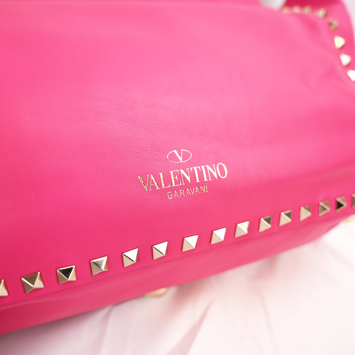 Valentino Garavani Rockstud Tote Bag Rosa in Pelle con Borchie Dorate