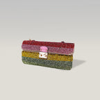 Valentino Garavani Glam Lock Pochette da Sera Multicolore con Strass e Cristalli, Chiusura Dorata e Dust Bag