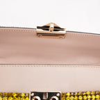 Valentino Garavani Glam Lock Pochette da Sera Multicolore con Strass e Cristalli, Chiusura Dorata e Dust Bag
