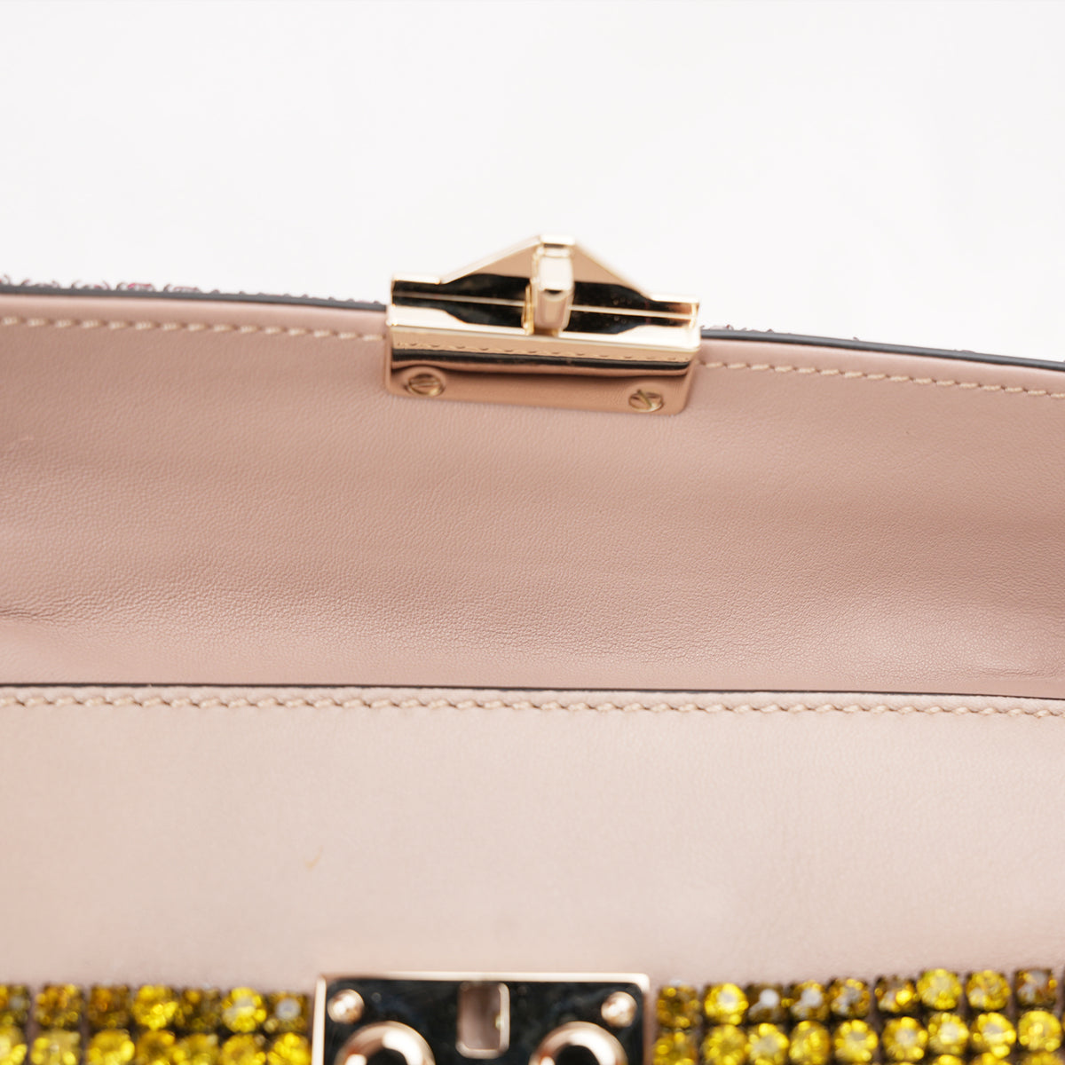 Valentino Garavani Glam Lock Pochette da Sera Multicolore con Strass e Cristalli, Chiusura Dorata e Dust Bag