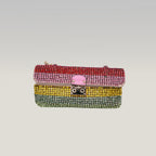 Valentino Garavani Glam Lock Pochette da Sera Multicolore con Strass e Cristalli, Chiusura Dorata e Dust Bag