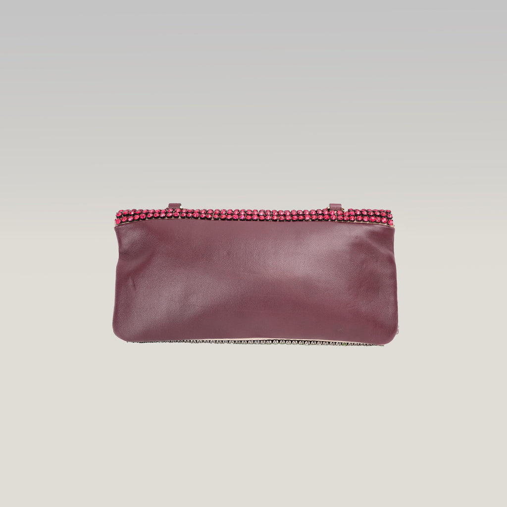 Valentino Garavani Glam Lock Pochette da Sera Multicolore con Strass e Cristalli, Chiusura Dorata e Dust Bag
