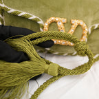 Valentino Garavani Locò Green Velvet Crystal VLogo Shoulder Bag