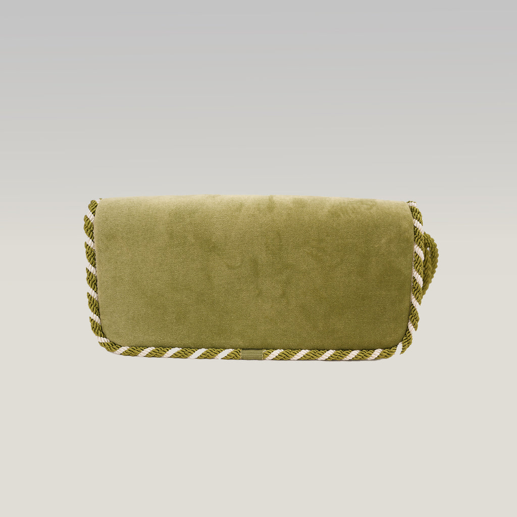 Valentino Garavani Locò Green Velvet Crystal VLogo Shoulder Bag