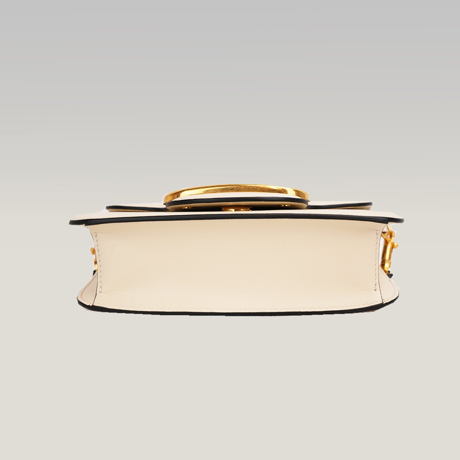 Valentino Garavani Locò Borsa Bianca in Pelle con Maxi VLogo Oro