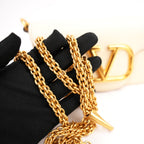 Valentino Garavani Locò Borsa Bianca in Pelle con Maxi VLogo Oro