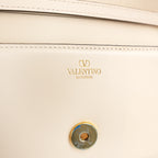 Valentino Garavani Locò Borsa Bianca in Pelle con Maxi VLogo Oro