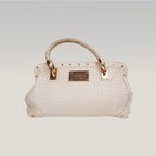 Vintage Gianni Versace White Patent Leather Handbag with Gold Hardware
