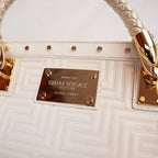 Vintage Gianni Versace White Patent Leather Handbag with Gold Hardware
