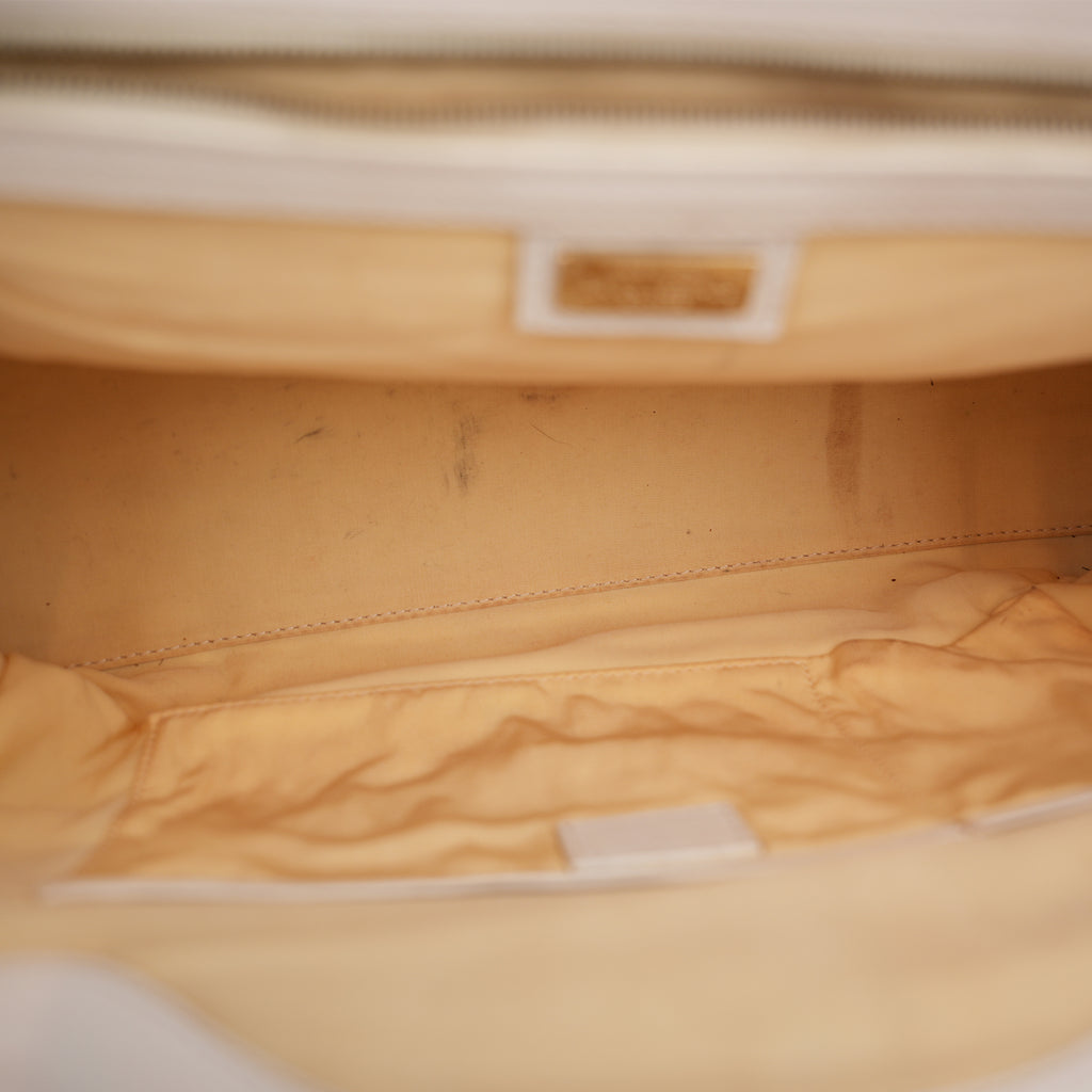 Vintage Gianni Versace White Patent Leather Handbag with Gold Hardware