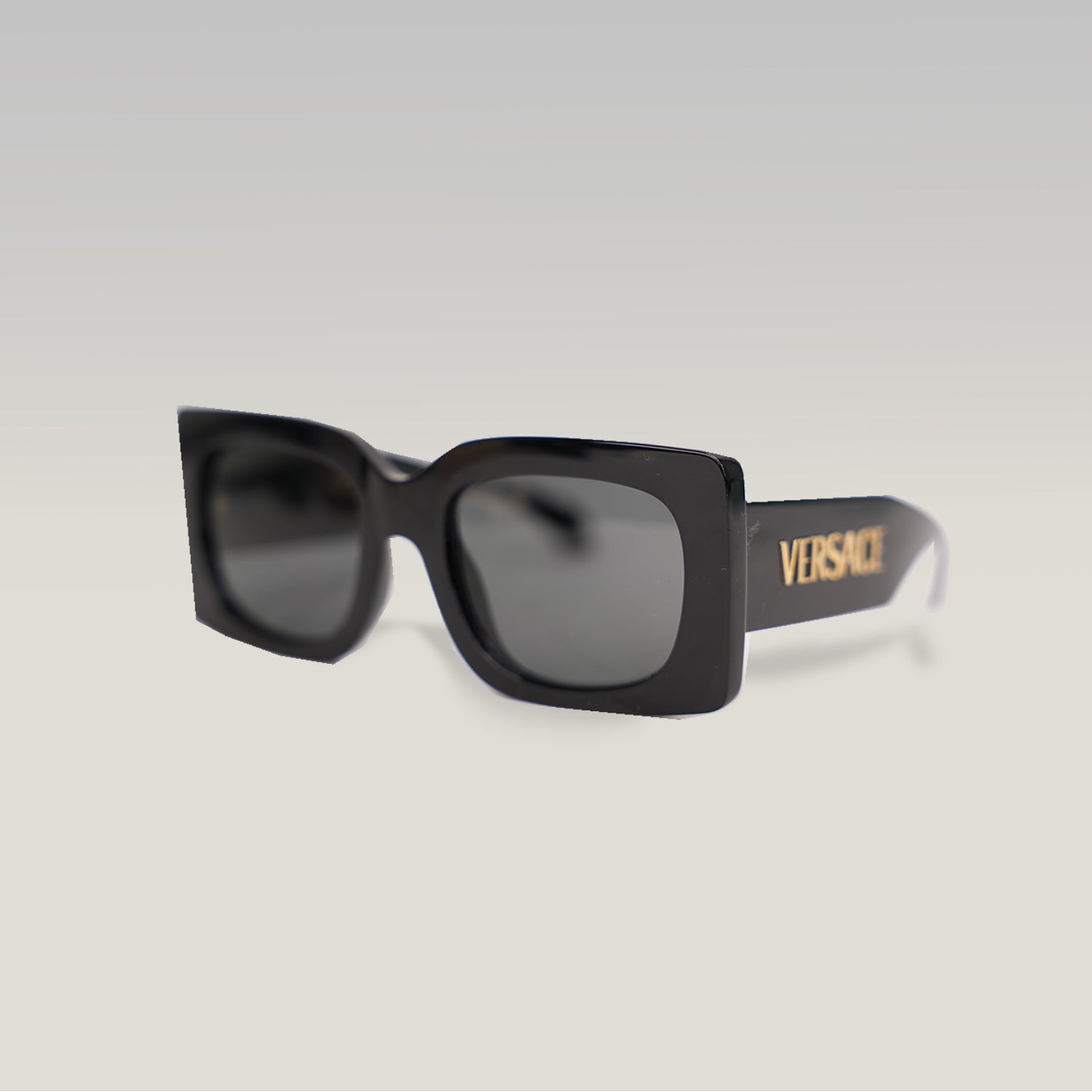 Versace VE 4496U Black Square Sunglasses with Gold Logo Detail