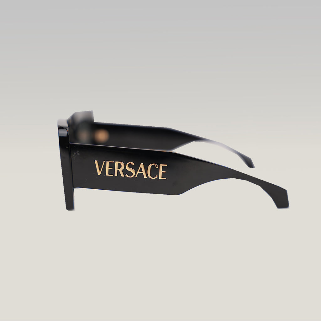Versace VE 4496U Black Square Sunglasses with Gold Logo Detail