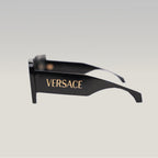 Versace VE 4496U Black Square Sunglasses with Gold Logo Detail