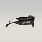 Versace VE 4496U Black Square Sunglasses with Gold Logo Detail