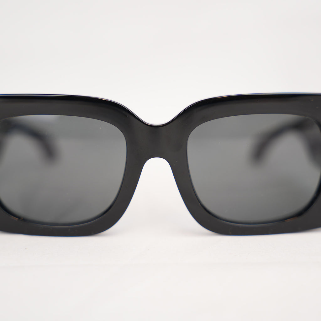 Versace VE 4496U Black Square Sunglasses with Gold Logo Detail