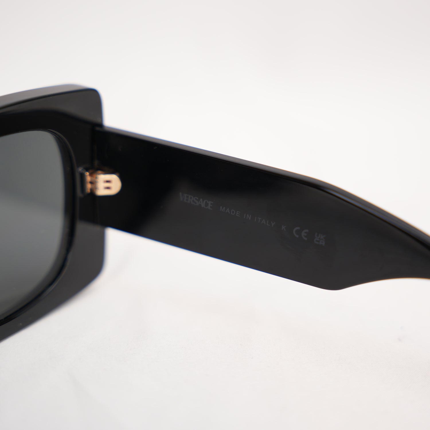 Versace VE 4496U Black Square Sunglasses with Gold Logo Detail