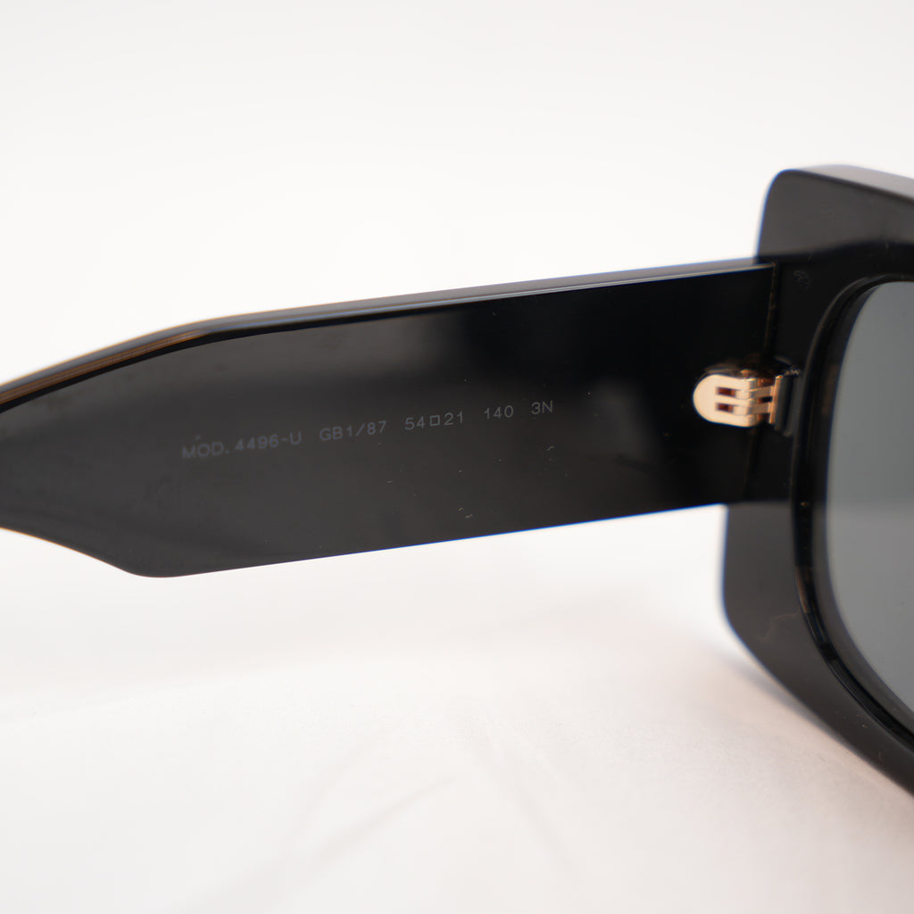 Versace VE 4496U Black Square Sunglasses with Gold Logo Detail