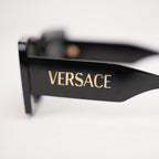 Versace VE 4496U Black Square Sunglasses with Gold Logo Detail