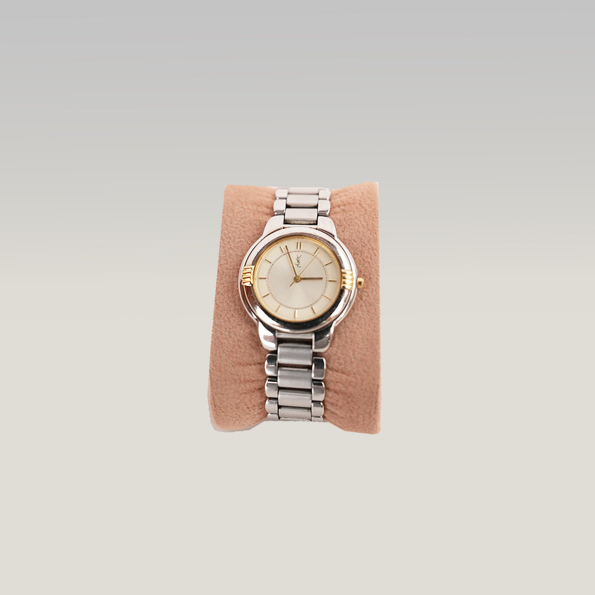 Yves Saint Laurent YSL Orologio Vintage Unisex al Quarzo con Quadrante Champagne e Bracciale in Acciaio Argentato