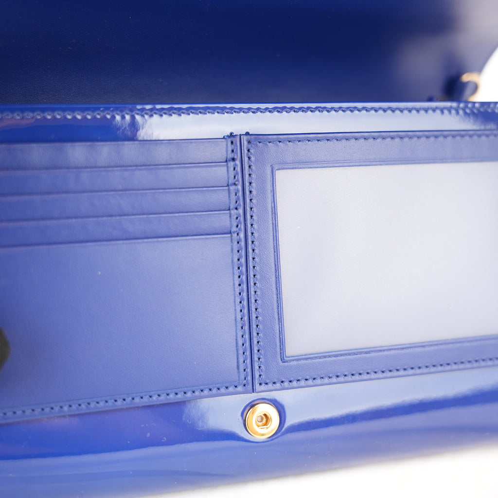 Yves Saint Laurent Belle De Jour Clutch Blu Royal in Vernice con Logo YSL