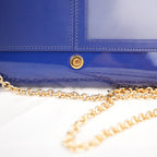 Yves Saint Laurent Belle De Jour Clutch Blu Royal in Vernice con Logo YSL