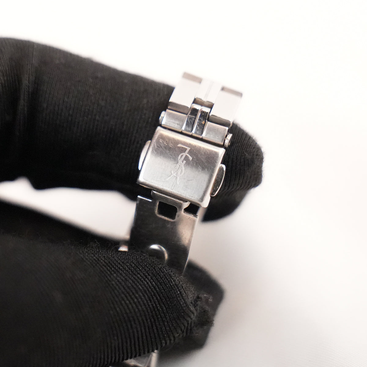 Yves Saint Laurent YSL Orologio Vintage Donna al Quarzo con Quadrante Blu e Bracciale Argentato con Dettagli Dorati